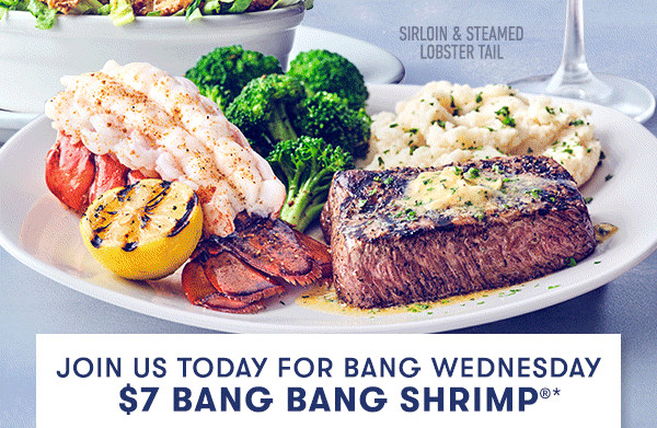 Join us today for Bang Wednesday$7 Bang Bang Shrimp