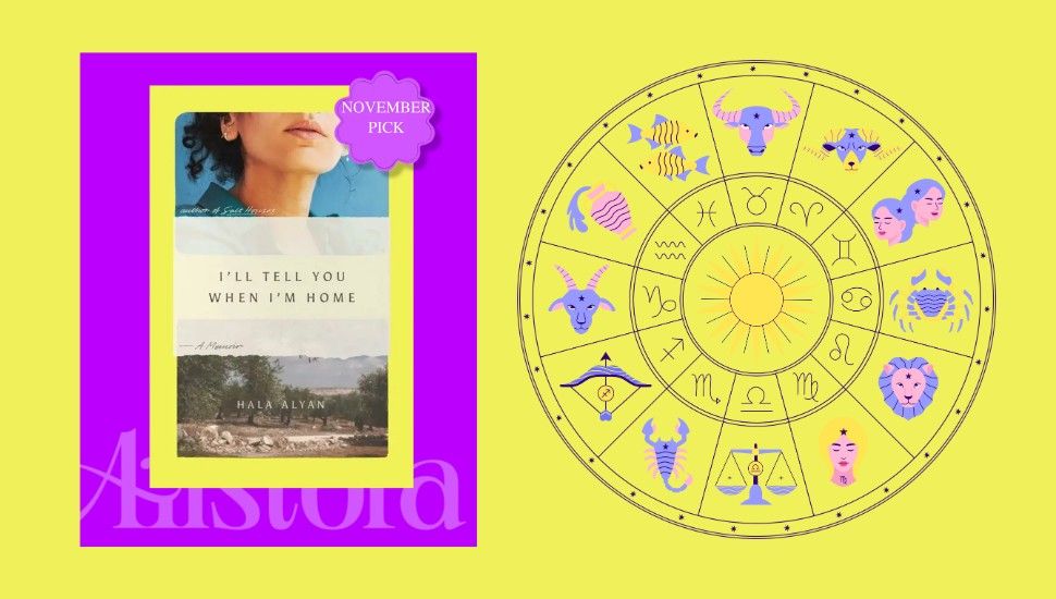 cover of I’ll Tell You When I’m Home: A Memoir by Hala Alyan next to an astrology chart