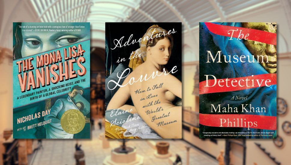 covers of three books: The ona Lis Vanishes, Adventures in the Louvew, and The Museum Detective