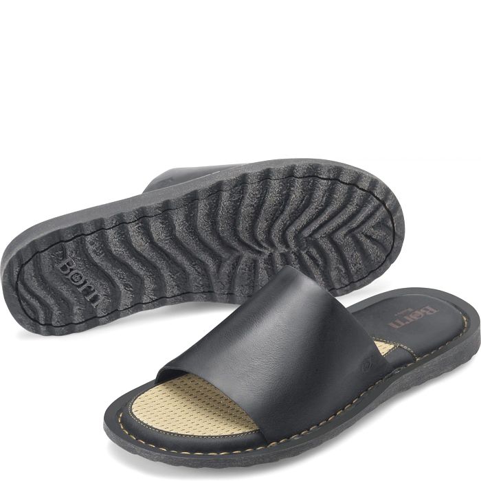 Leeward slide sandal in black.