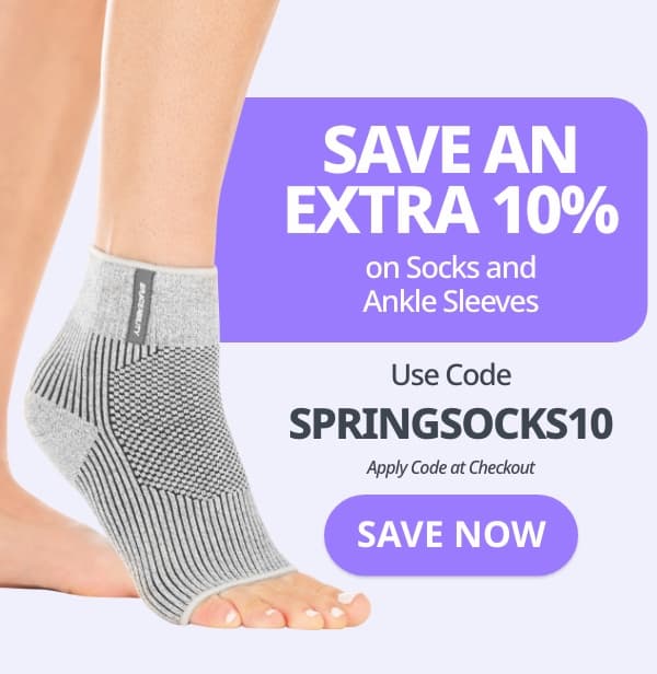 Save an Extra 10%  on Socks and Ankle Sleeves Use Code: SPRINGSOCKS10 Fine Print: Apply Code at Checkout Button: SAVE NOW 