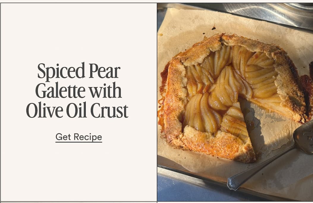 Spiced Pear Galette with Olive Oil Crust get Recipe