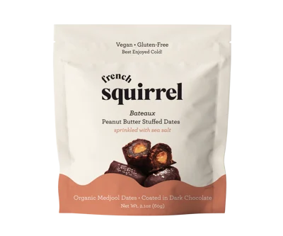 French Squirrel Bateaux: Peanut Butter Dark Chocolate Stuffed Dates Bag - 4 Bags case