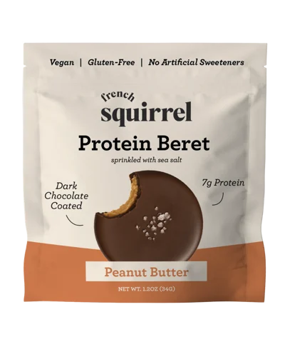French Squirrel Berets: Peanut Butter Chocolate Protein Bites Pack - 12 Packs x 1 Piece case