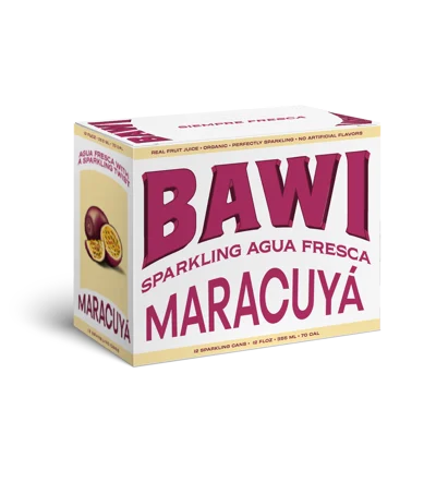 Bawi Agua Fresca LA MARACUYÁ (Passionfruit) Can - 12 Cans x 12 oz (355 mL) case - 12-Pack