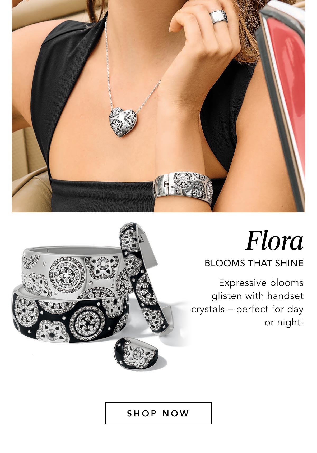 Flora - Blooms That Shine - Expressive blooms glisten with handset crystals - perfect for day or night! - Shop Now