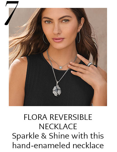 Seven: Flora Reversible Necklace - Sparke and shine with this hand-enameled necklace