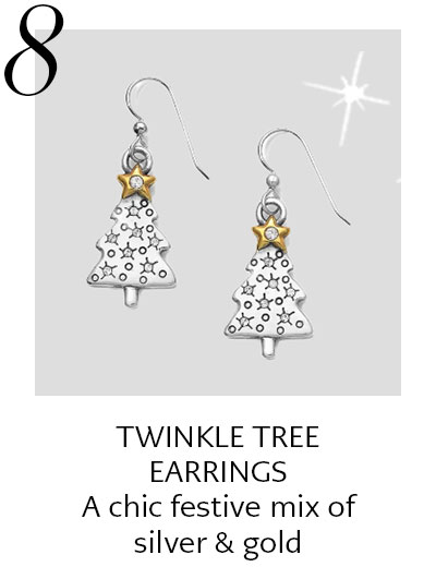Eight: Twinkle Tree Earrings - A chic festive mix of silver and gold