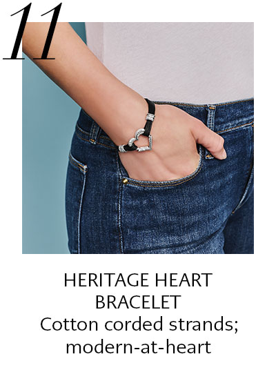Eleven: Heritage Heart Bracelet - Cotton corded strands; modern-at-heart