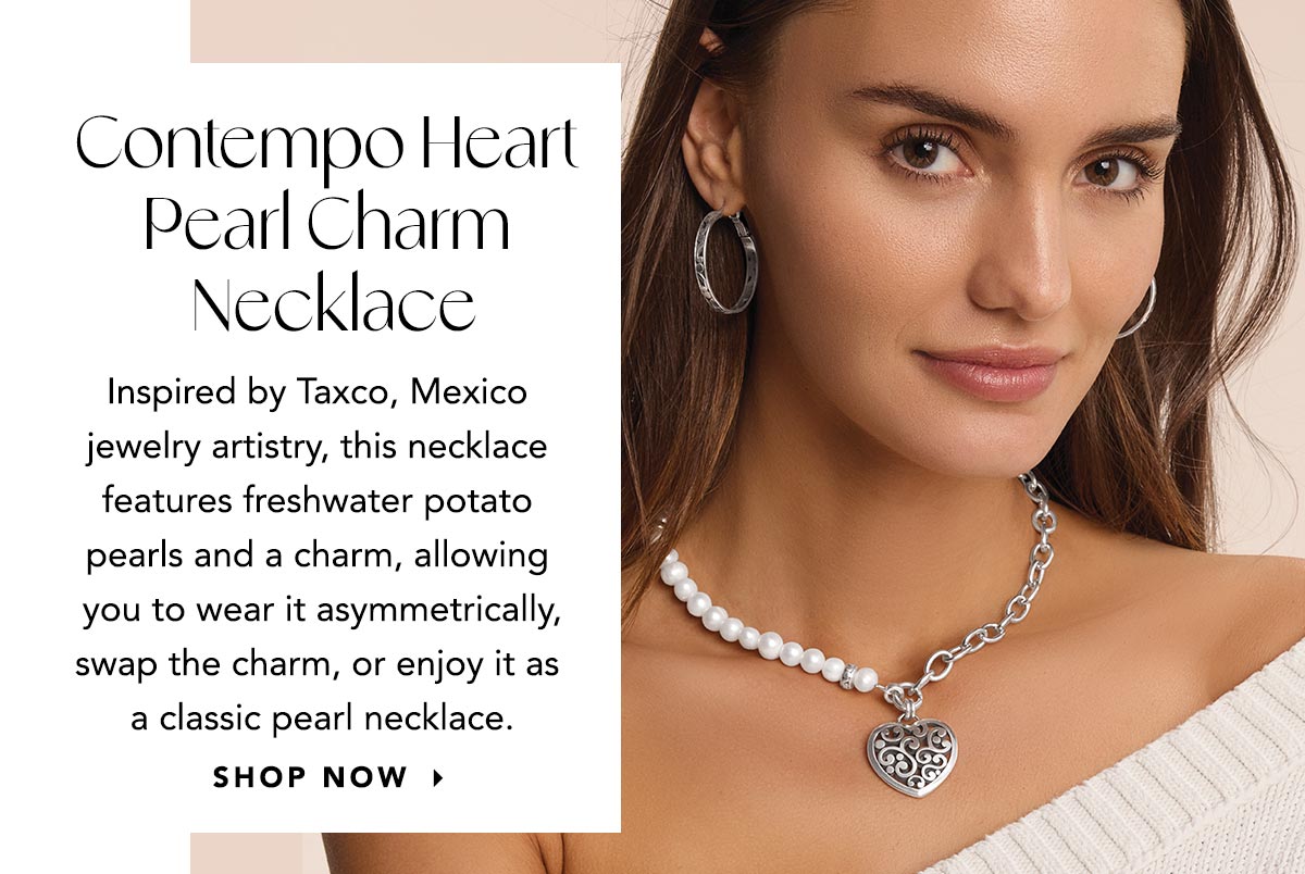 Contempo Heart Pearl Charm Necklace - Inspired by Taxco, Mexico jewelry artistry, this necklace features freshwater potato pearls and a charm, allowing you to wear it asymmetrically, swap the charm, or enjoy it as a classic pearl necklace. - Shop Now