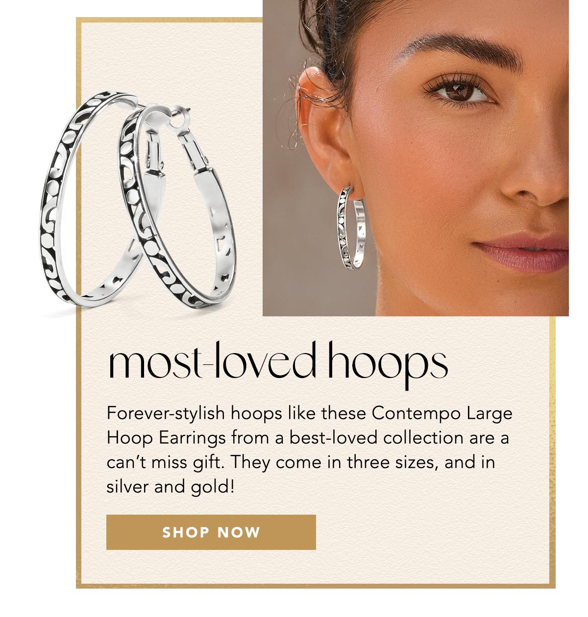 Most-Loved Hoops - Forever-stylish hoops like these Contempo Large Hoop Earrings from a best-loved collection are a can't miss gift. They come in three sizes, and in silver and gold! - Shop Now