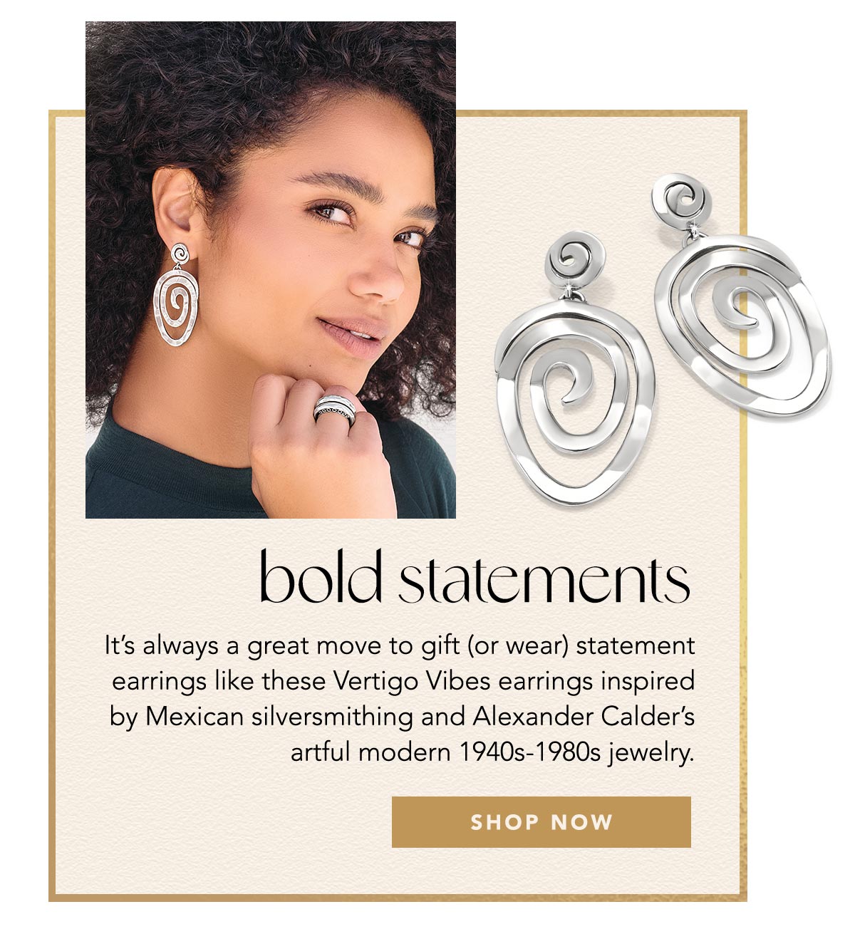 Bold Statements - It's always a great move to gift (or wear) statement earrings like these Vertigo Vibes earrings inspired by Mexican silversmithing and Alexander Calder's artful modern nineteen forties to nineteen eighties jewelry. - Shop Now