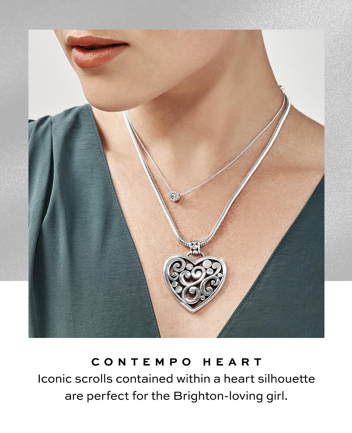 Contempo Heart - Iconic scrolls contained within a heart silhouette are perfect for the Brighton-loving girl. - Shop Now