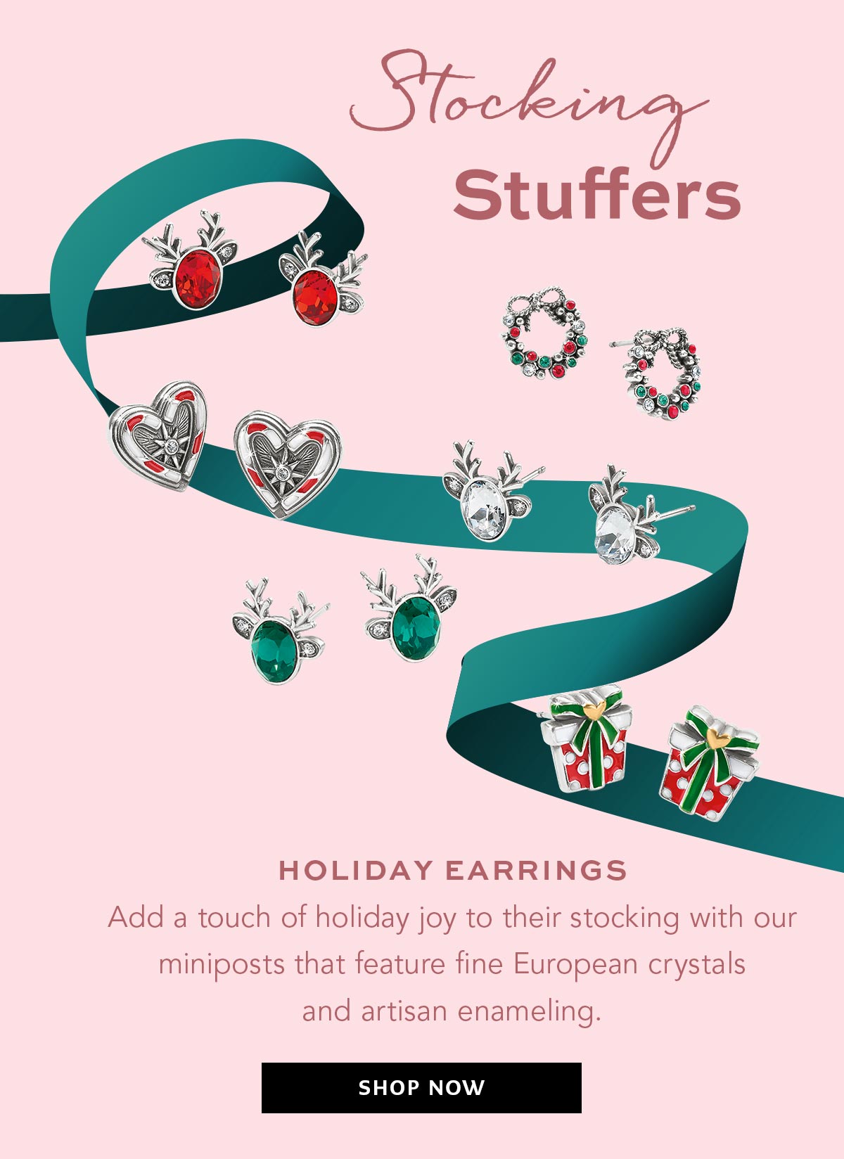 Stocking Stuffers: Holiday Earrings - Add a touch of holiday joy to their stocking with our miniposts that feature fine European crystals and artisan enameling. - Shop Now
