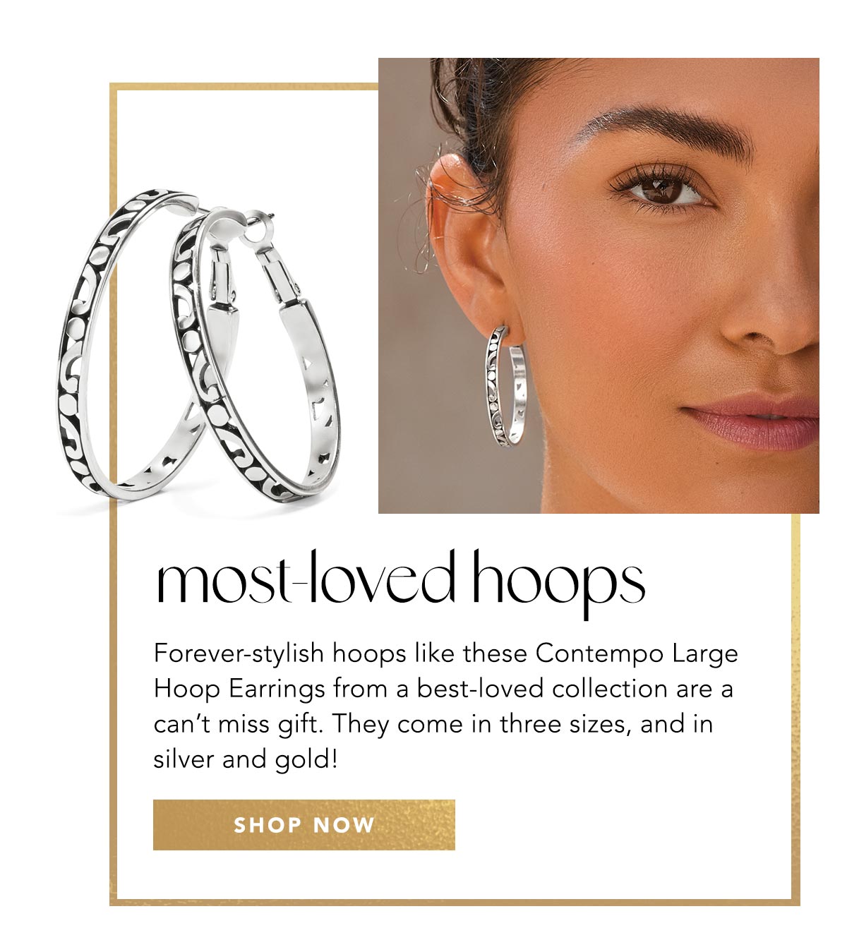 Most-Loved Hoops - Forever-stylish hoops like these Contempo Large Hoop Earrings from a best-loved collection are a can't miss gift. They come in three sizes, and in silver and gold! - Shop Now