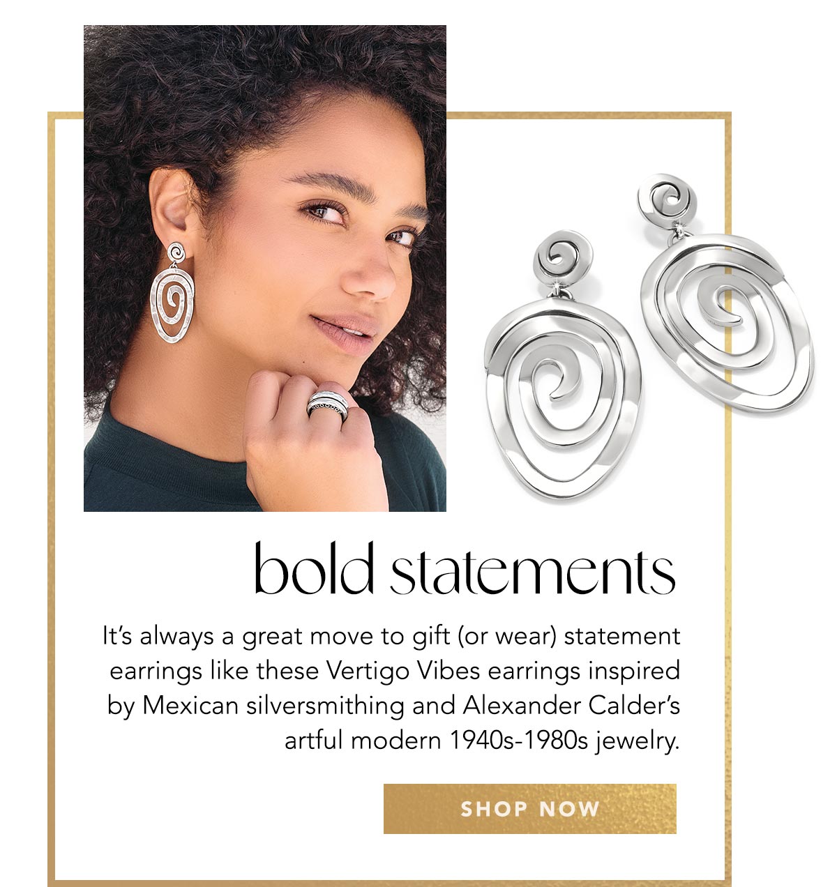 Bold Statements - It's always a great move to gift (or wear) statement earrings like these Vertigo Vibes earrings inspired by Mexican silversmithing and Alexander Calder's artful modern nineteen forties to nineteen eighties jewelry. - Shop Now