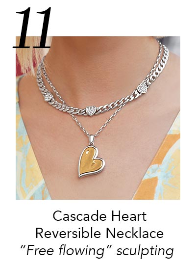 Eleven: Cascade Heart Reversible Necklace - "Free flowing" sculpting