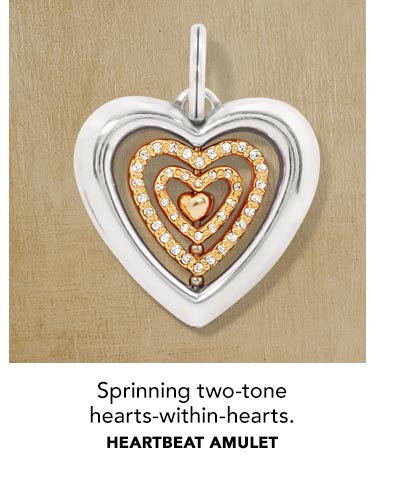 Sprinning Two-tone hearts-within-hearts. - Heartbeat Amulet