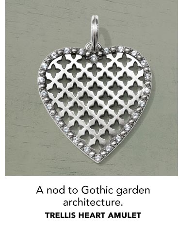 A nod to Gothic garden architecture. - Trellis Heart Amulet