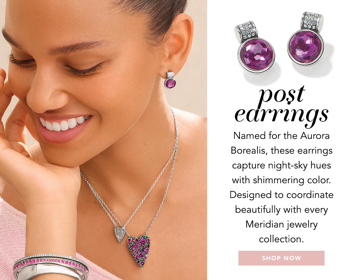 Post Earrings - Named for the Aurora Borealis, these earrings capture night-sky hues with shimmering color. Designed to coordinate beautifully with every Meridian jewelry collection. - Shop Now