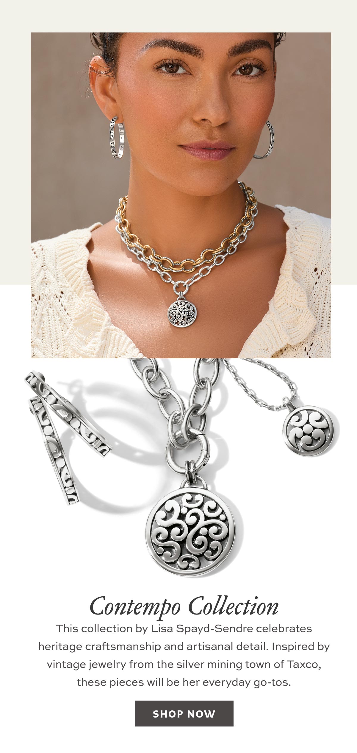 Contempo Collection - This collection by Lisa Spayd-Sendre celebrates heritage craftsmanship and artisanal detail. Inspired by vintage jewelry from the silver mining town of Taxco, these pieces will be her everyday go-tos. - Shop Now