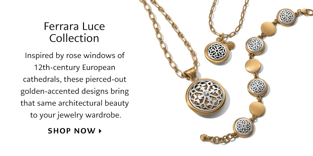 Ferrara Luce Collection - Inspired by rose windows of twelfth-century European cathedrals, these pierced-out golden-accented designs bring that same architectural beauty to your jewelry wardrobe. - Shop Now