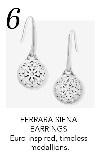 Six: Ferrara Siena Earrings - Euro-inspired, timeless medallions.