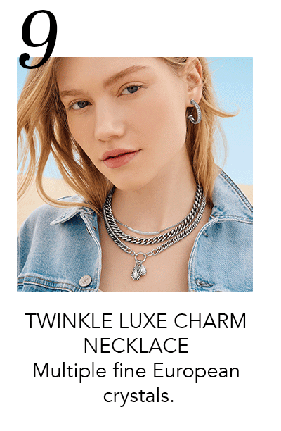 Nine: Twinkle Luxe Charm Necklace - Multiple fine European crystals.