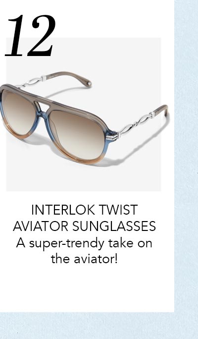 Twelve: Interlok Twist Aviator Sunglasses - A super-trendy take on the aviator!