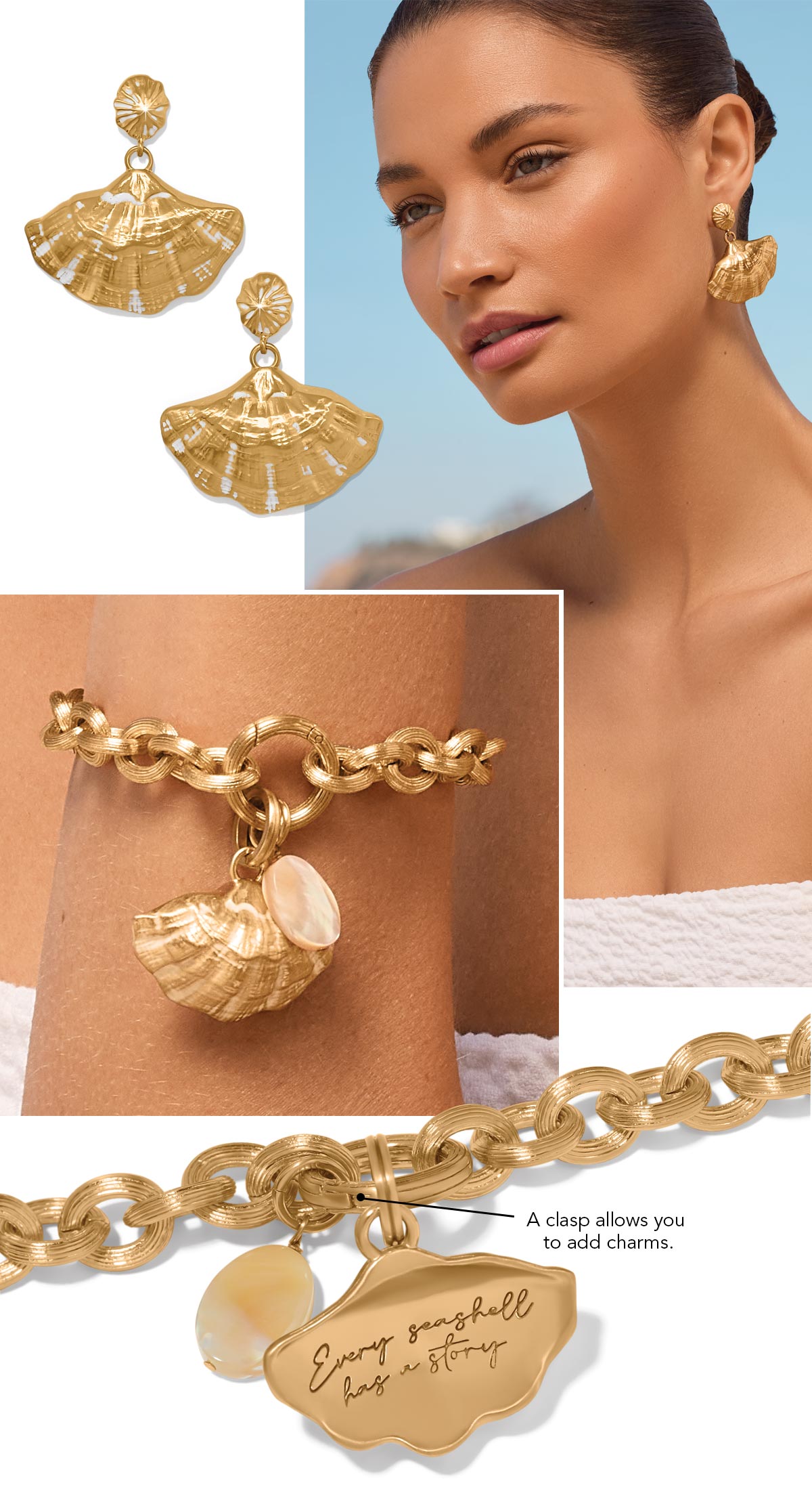 A clasp allows you to add charms.