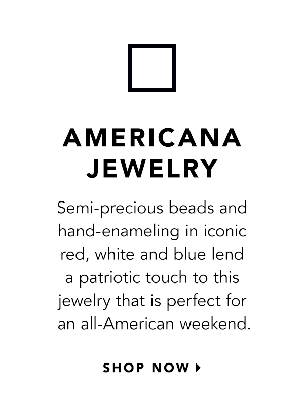 Americana Jewelry - Semi-precious beads and hand-enameling in iconic red, white and blue lend a patriotic touch to this jewelry that is perfect for an all-American weekend. - Shop Now