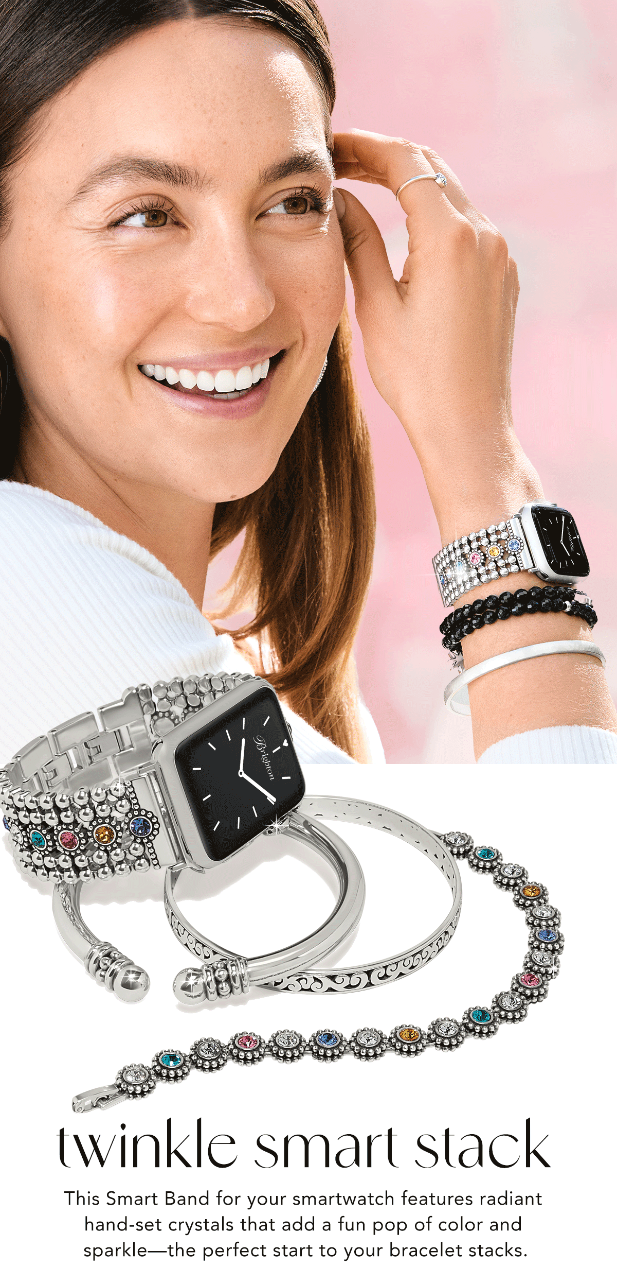 Twinkle Smart Stack - This Smart Band for your smartwatch features radiant hand-set crystals that add a fun pop of color and sparkle - the perfect start to your bracelet stacks. - Shop Now