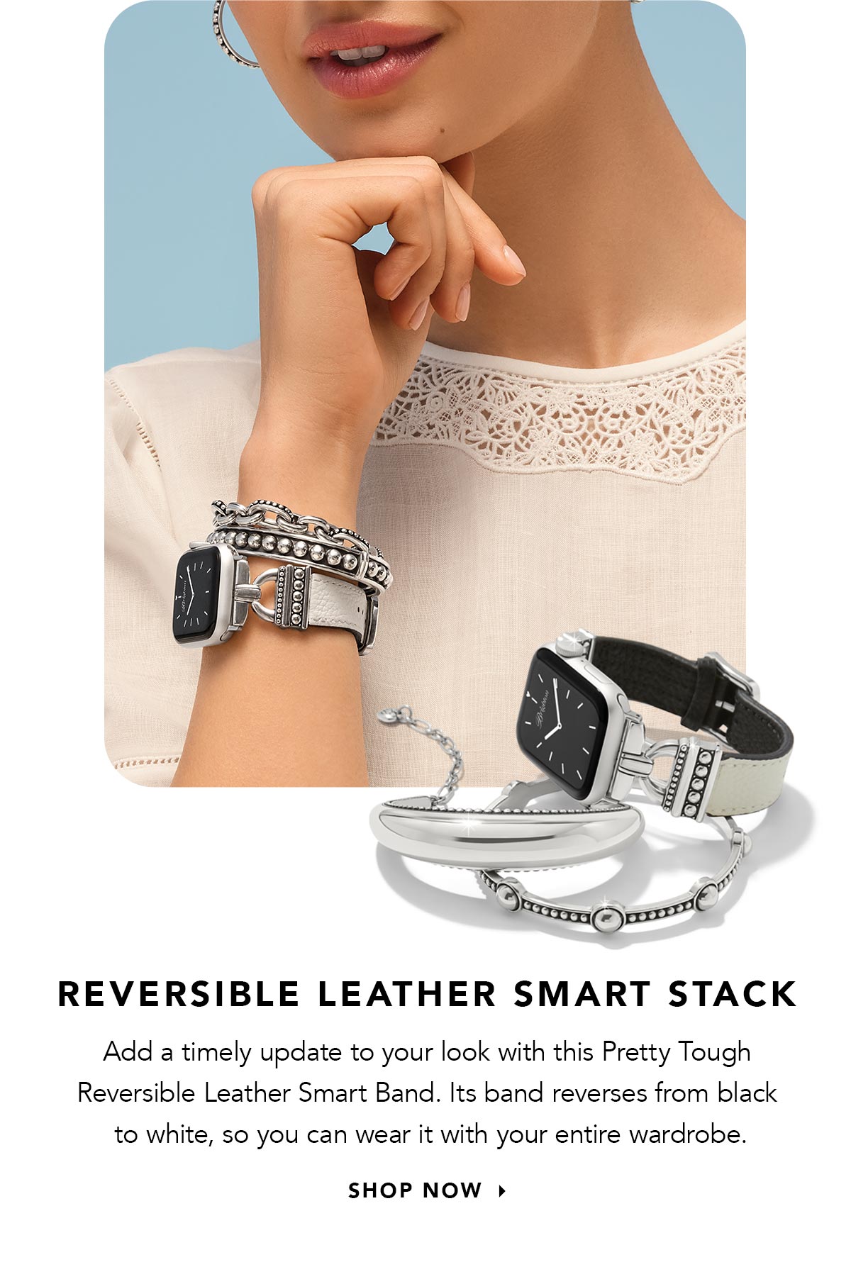 Reversible Leather Smart Stack - Add a timely update to your look with this Pretty Tough Reversible Leather Smart Band. Its band reverses from black to white, so you can wear it with your entire wardrobe. - Shop Now