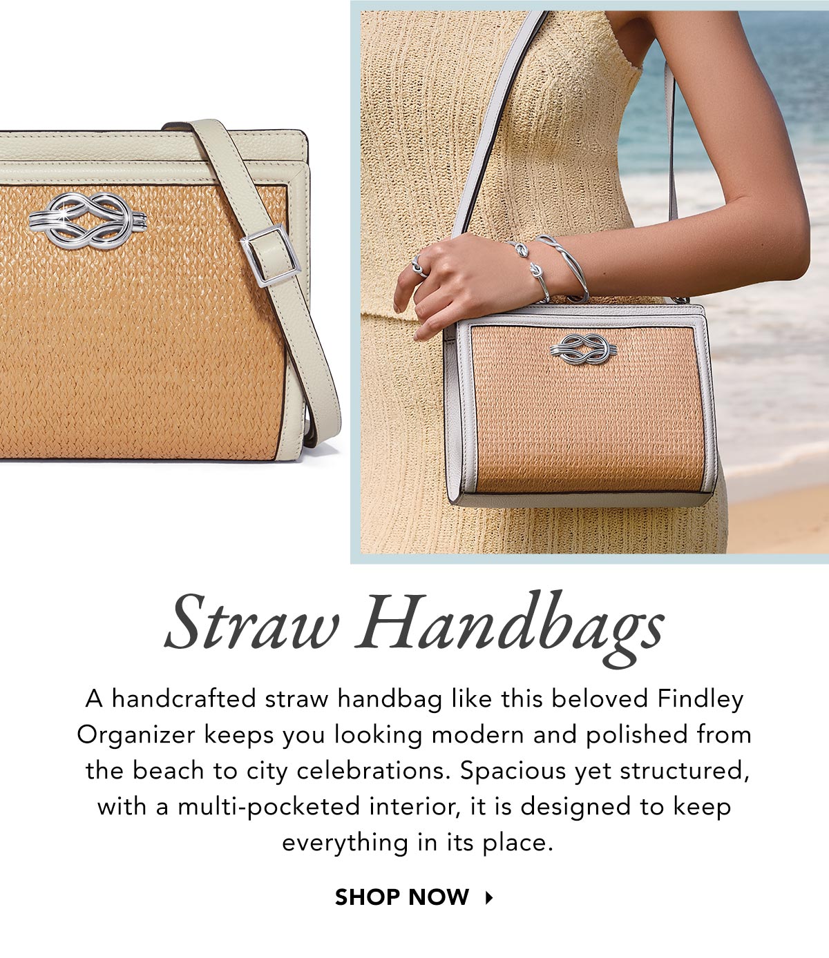 Straw Handbags - A handcrafted straw handbag like this beloved Findley Organizer keeps you looking modern and polished from the beach to city celebrations. Spacious yet structured, with a multi-pocketed interior, it is designed to keep everything in its place. - Shop Now
