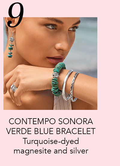 Nine: Contempo Sonora Verde Blue Bracelet - Turquoise-dyed magnesite and silver