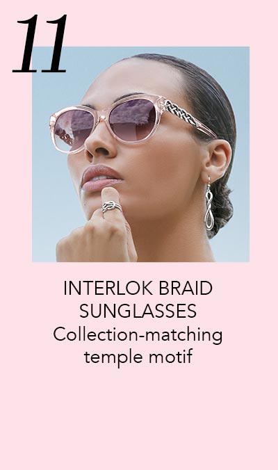 Eleven: Interlok Braid Sunglasses - Collection-matching temple motif