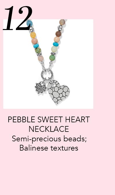 Twelve: Pebble Sweet Heart Necklace - Semi-precious beads; Balinese textures