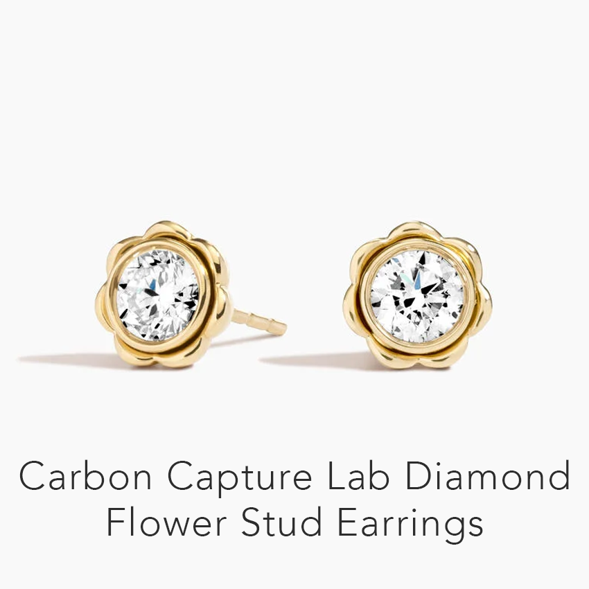 Carbon Capture Lab Diamond Flower Stud Earrings 