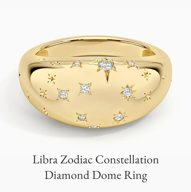 Libra Zodiac Constellation Diamond Dome Ring