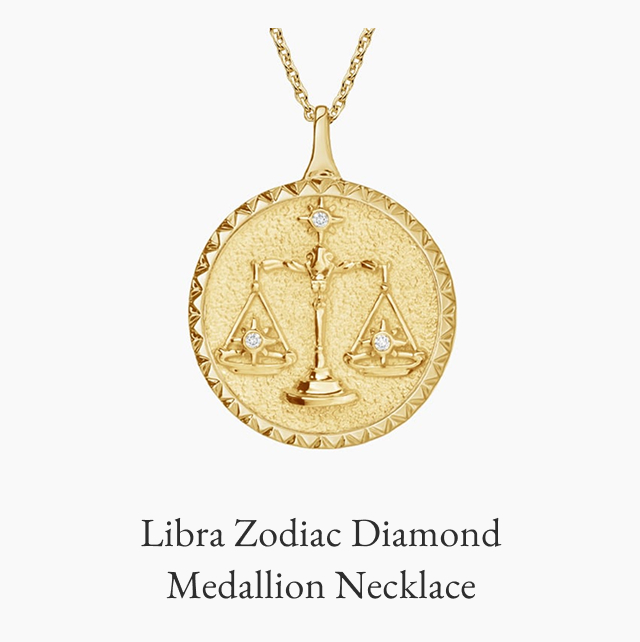 Libra Zodiac Diamond Medallion Necklace