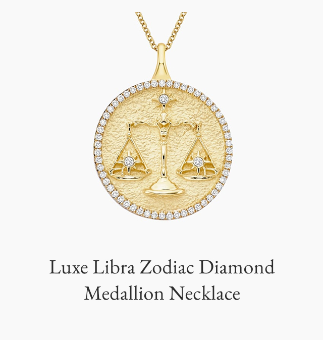 Luxe Libra Zodiac Diamond Medallion Necklace