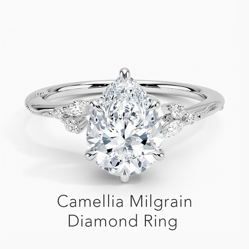 Camellia Milgrain Diamond Ring