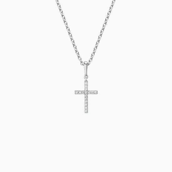 Silver Cross Diamond Pendant