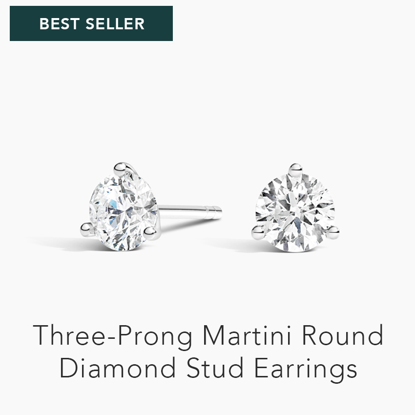 Three-Prong Martini Round Diamond Stud Earrings 