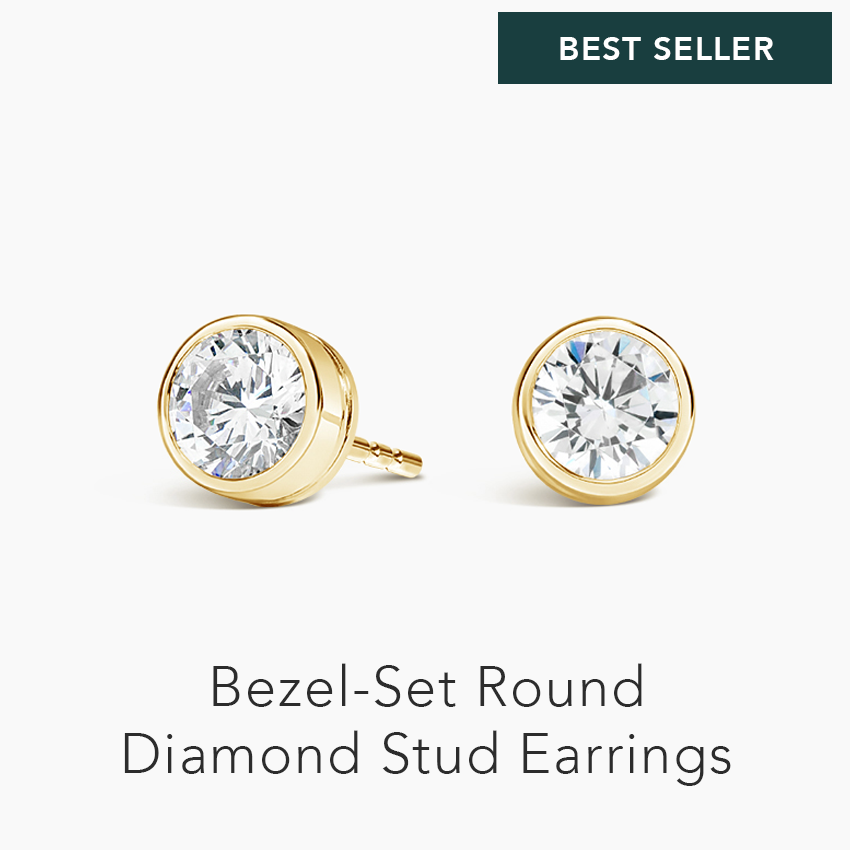 Bezel-Set Round Diamond Stud Earrings