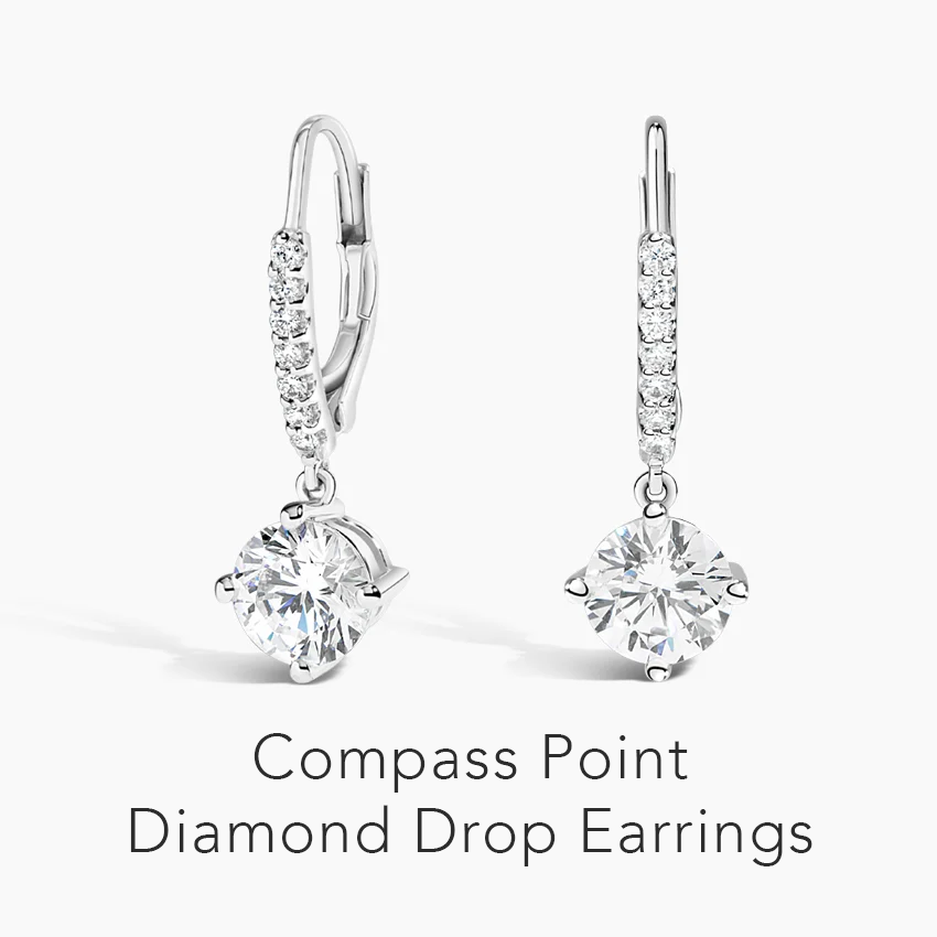 Compass Point Diamond Drop Earrings