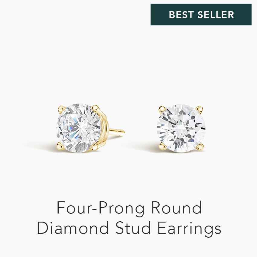Four-Prong Round Diamond Stud Earrings 