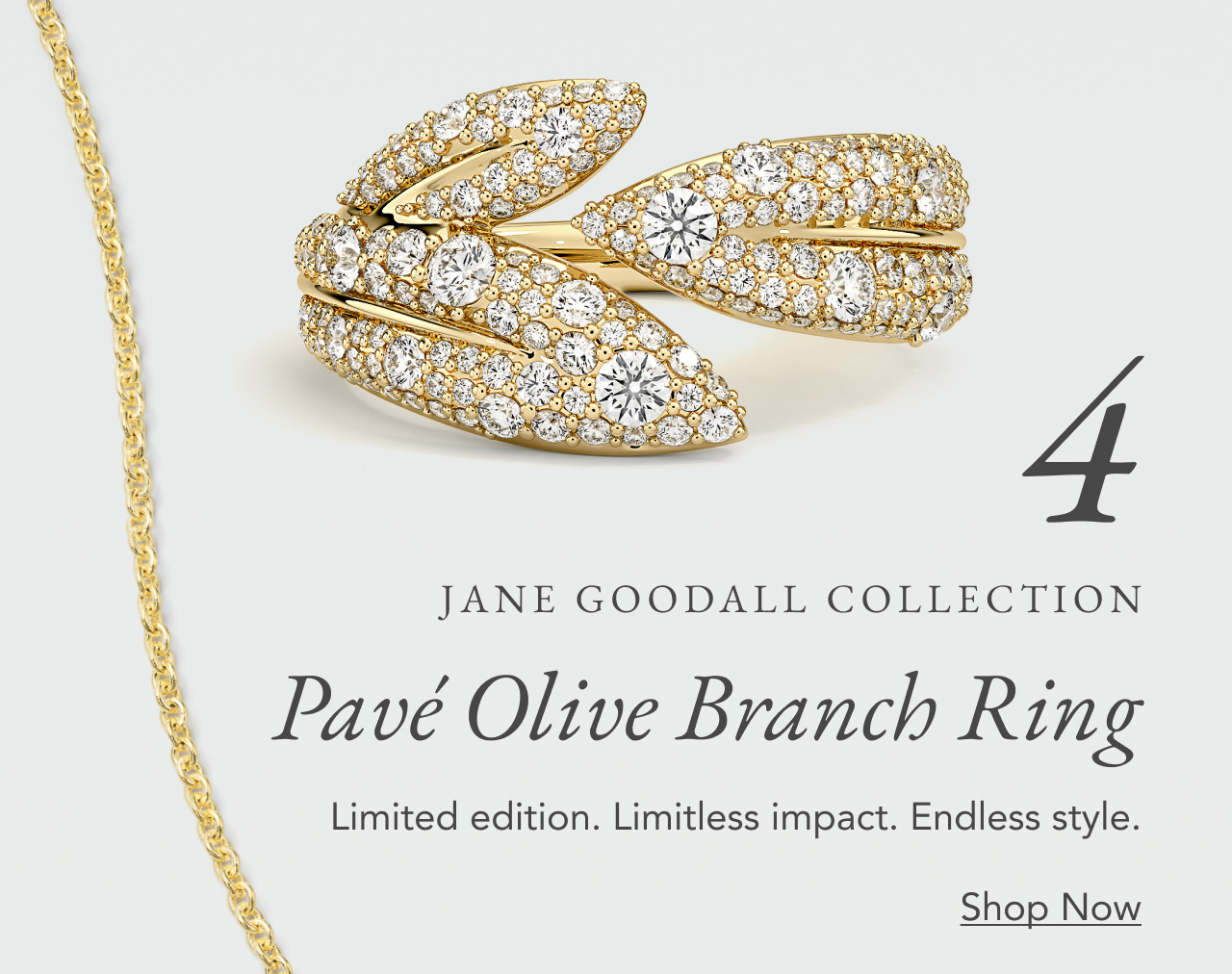 Jane Goodall Pavé Olive Branch Ring
