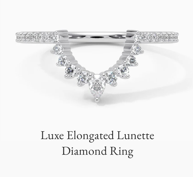 Luxe Elongated Lunette Diamond Ring 