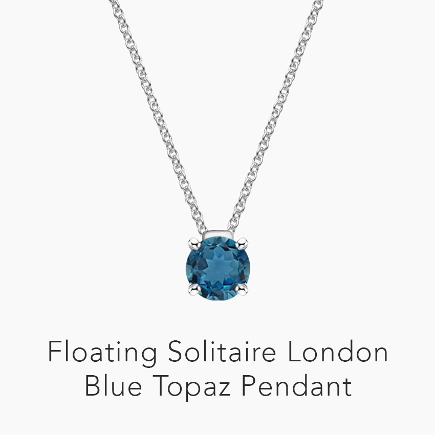 Floating Solitaire London Blue Topaz Pendant
